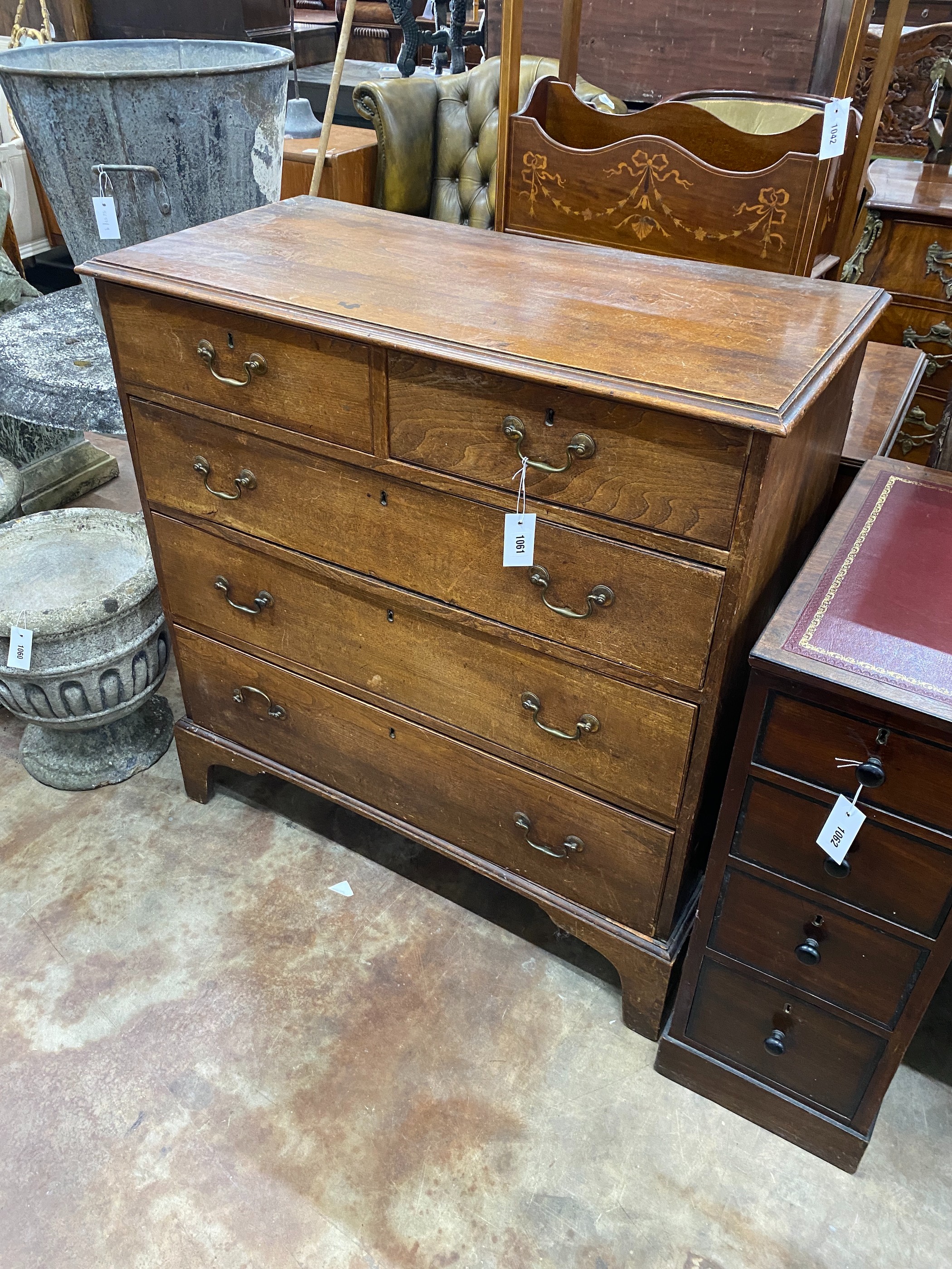 A George III provincial oak chest, width 94cm, depth 46cm, height 99cm